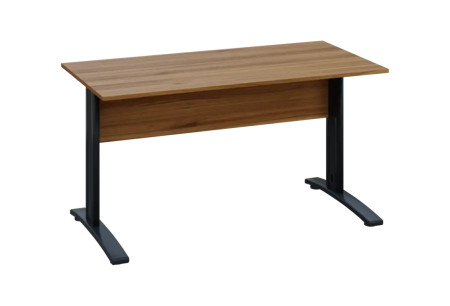 EPK 17 - 14 stůl kancelářský, kovová podnož černá, deska 18 mm, široký 1400 mm, ořech světlý